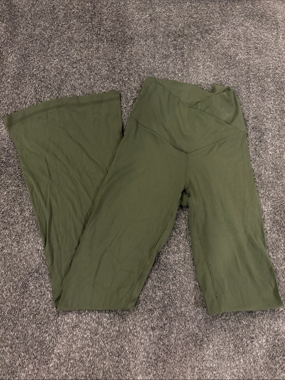 aerie Olive Crossover Waist Flare Leggings